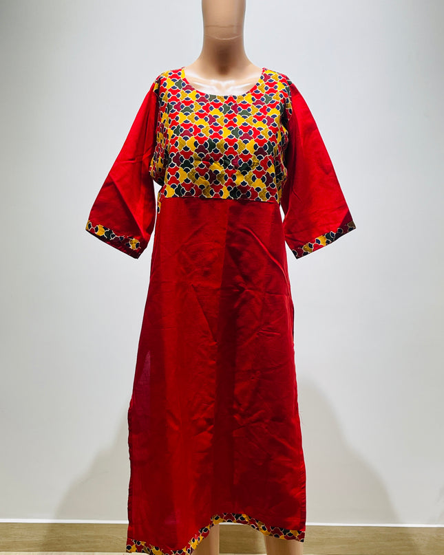 Womens Red Printed Kurta - XL Size