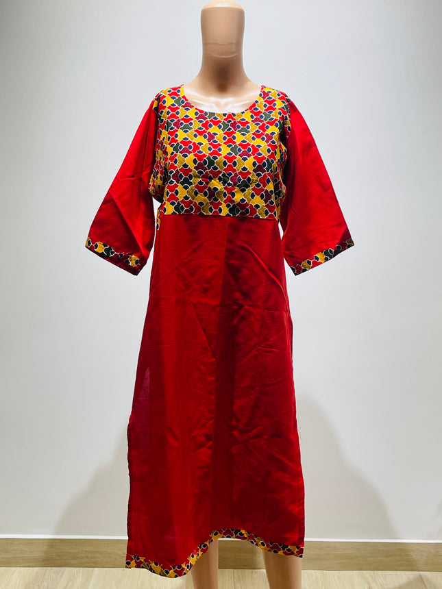 Womens Red Printed Kurta - XL Size