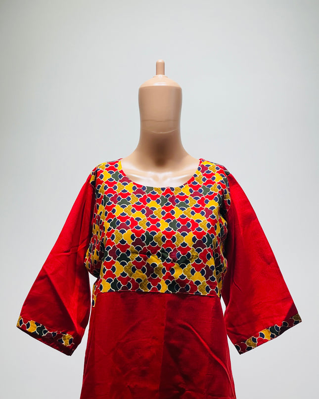 Womens Red Printed Kurta - XL Size