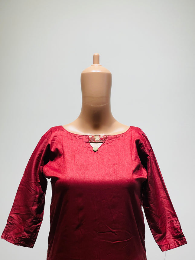Womens Dark Red Kurta - S Size