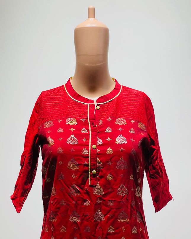 AURELIA Womens Red Printed Kurta - S Size
