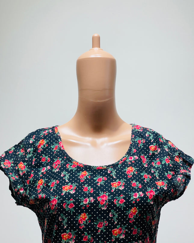 VEROMODA Womens Floral Printed Black Top - M Size