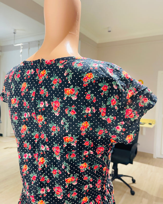 VEROMODA Womens Floral Printed Black Top - M Size