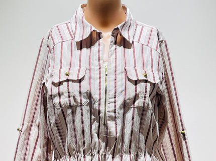 FIG Womens Pink and White Striped Dress - L Size
