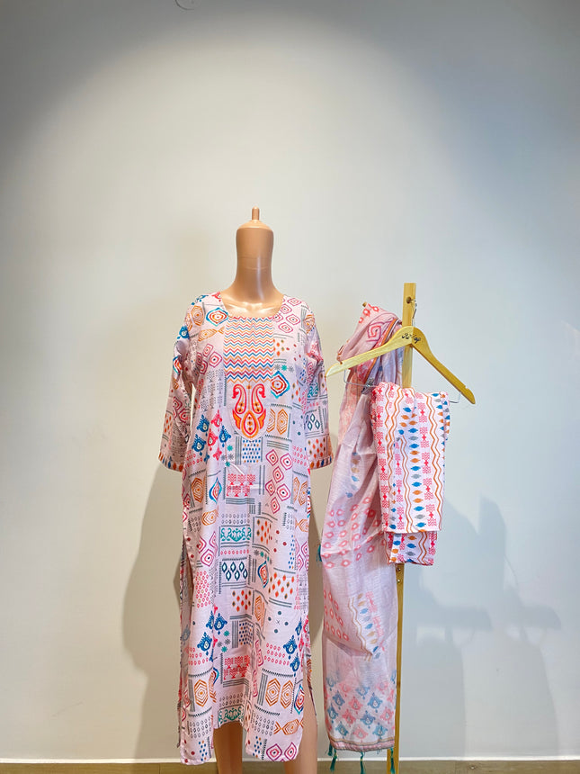 Women's Ethical Pink Kurti Set - M Size