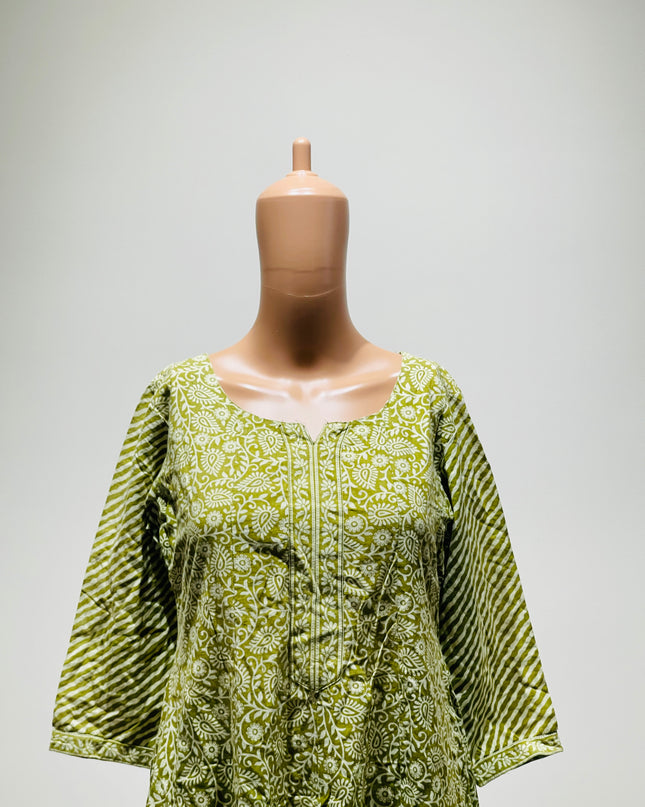 LIBAS Womens Light Green Churidar Top - L Size