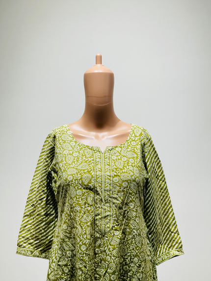 LIBAS Womens Light Green Churidar Top - L Size