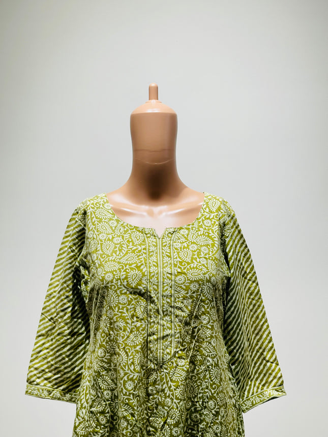 LIBAS Womens Light Green Churidar Top - L Size