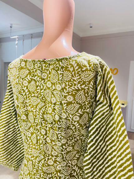 LIBAS Womens Light Green Churidar Top - L Size