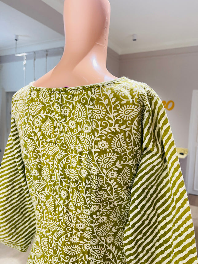 LIBAS Womens Light Green Churidar Top - L Size