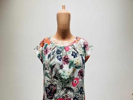 FIG Womens Floral White Top - XL Size