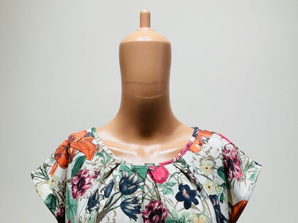 FIG Womens Floral White Top - XL Size