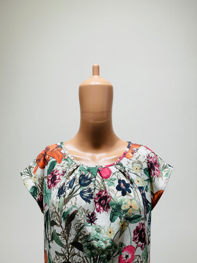 FIG Womens Floral White Top - XL Size