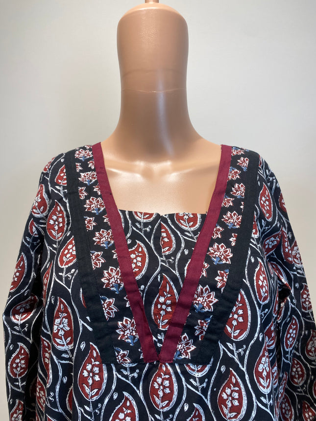 Women's Casual Cotton Black Kurta Set - M Size