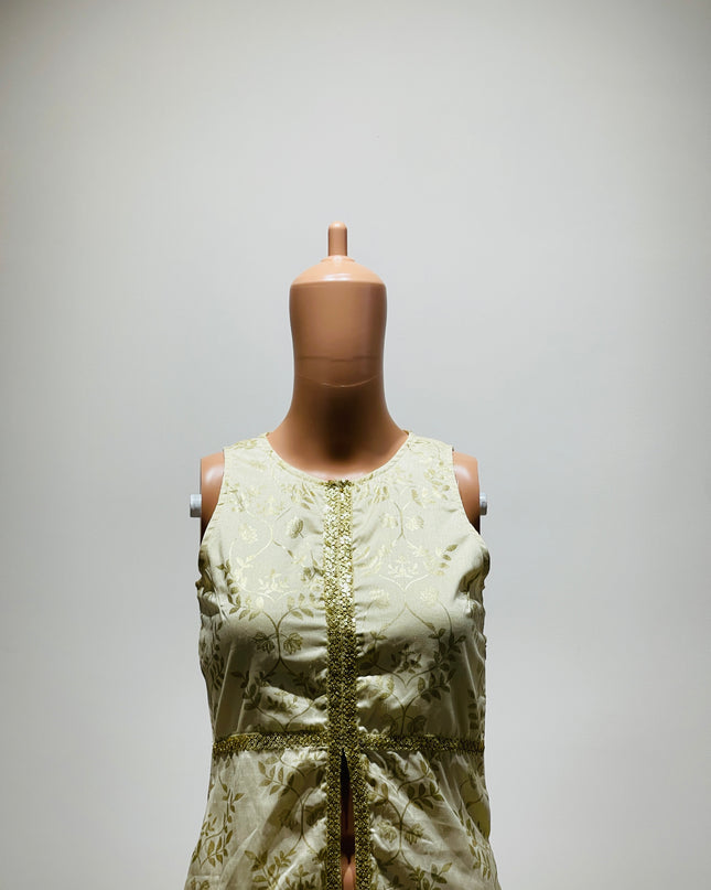 INDYA Womens Golden Floral Printed Kurta - XS Size