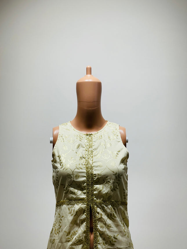 INDYA Womens Golden Floral Printed Kurta - XS Size