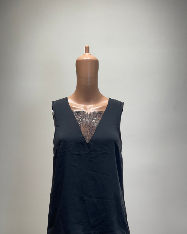 H&M Women's Casual Sleeveless Solid  Black Top - S Size
