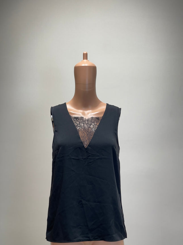 H&M Women's Casual Sleeveless Solid  Black Top - S Size