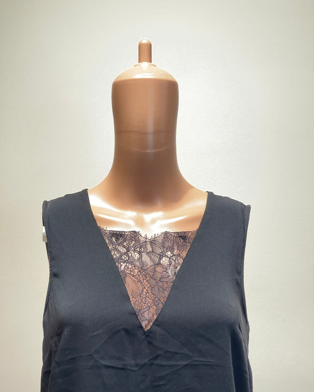 H&M Women's Casual Sleeveless Solid  Black Top - S Size