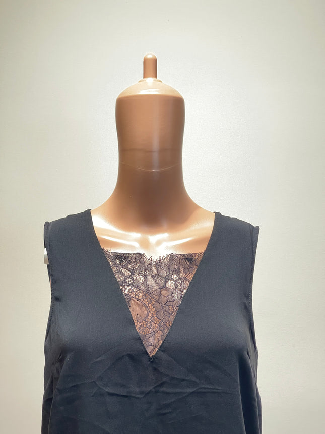 H&M Women's Casual Sleeveless Solid  Black Top - S Size