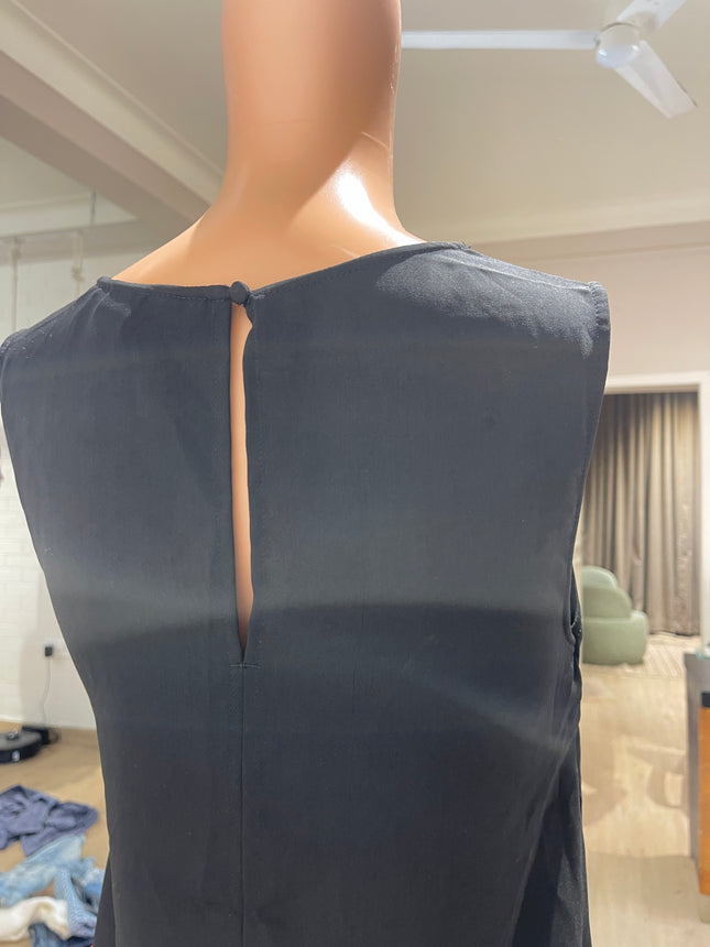 H&M Women's Casual Sleeveless Solid  Black Top - S Size