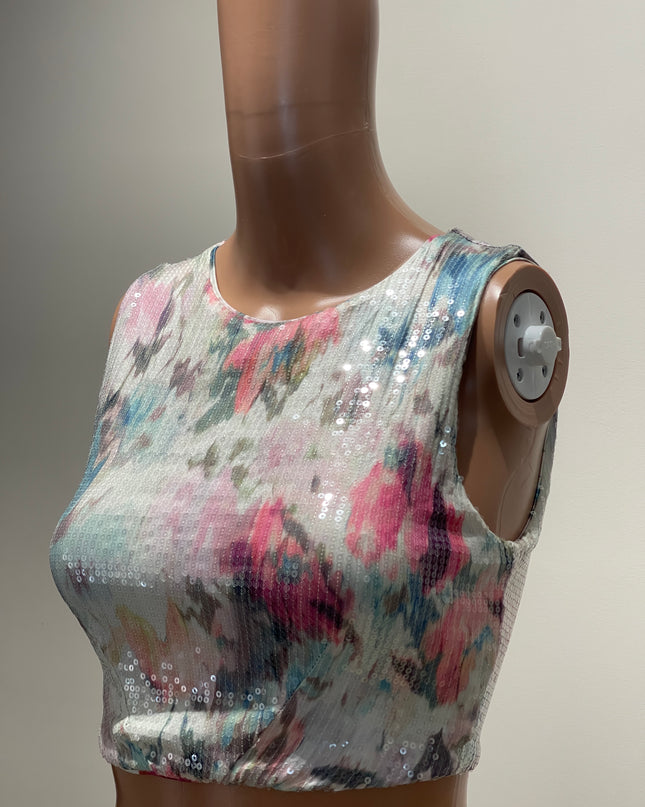 H&M Women's White Sequined Top - XS Size