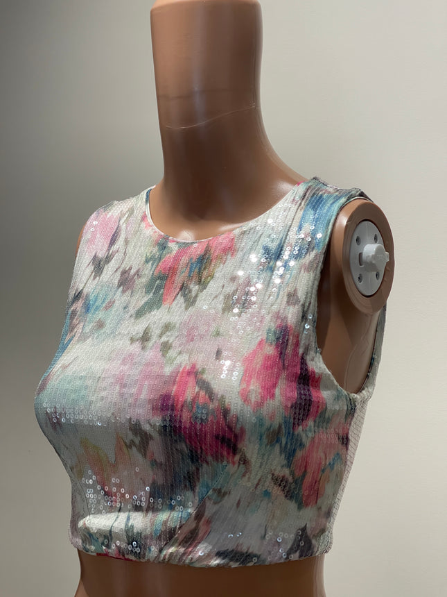 H&M Women's White Sequined Top - XS Size