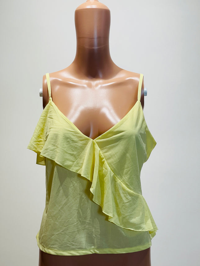 H&M Flounce Detail Strappy Yellow Top - M Size