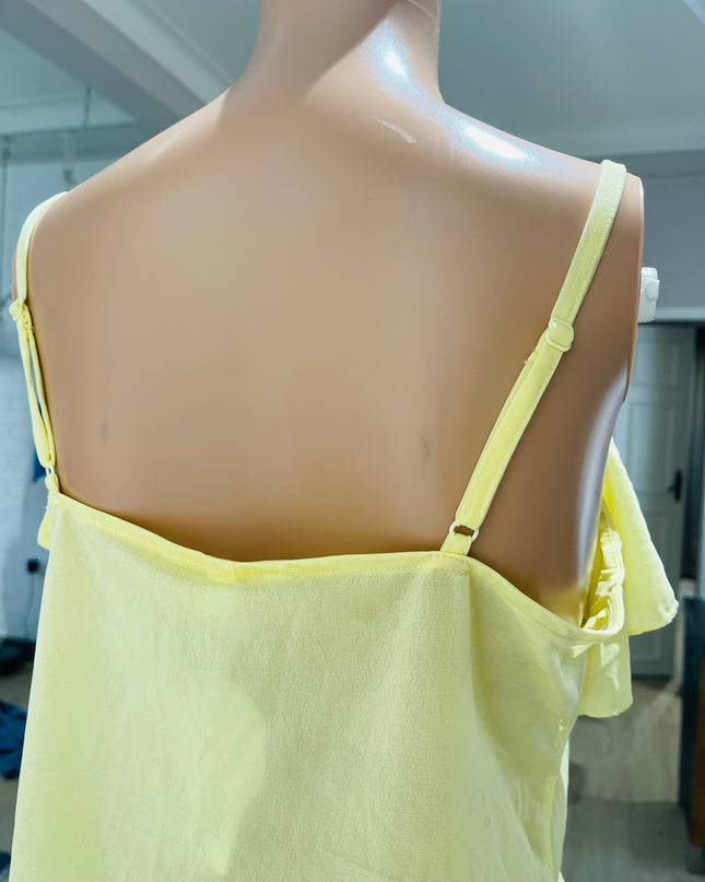 H&M Flounce Detail Strappy Yellow Top - M Size