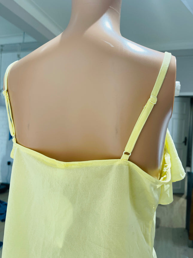 H&M Flounce Detail Strappy Yellow Top - M Size