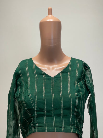 Women's V - Neck Green Blouse - M Size