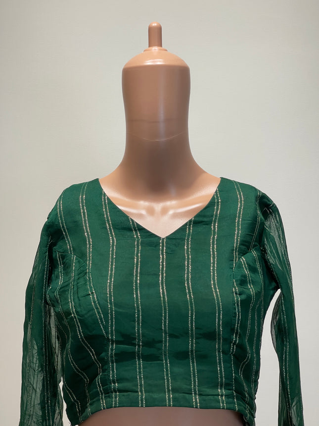 Women's V - Neck Green Blouse - M Size