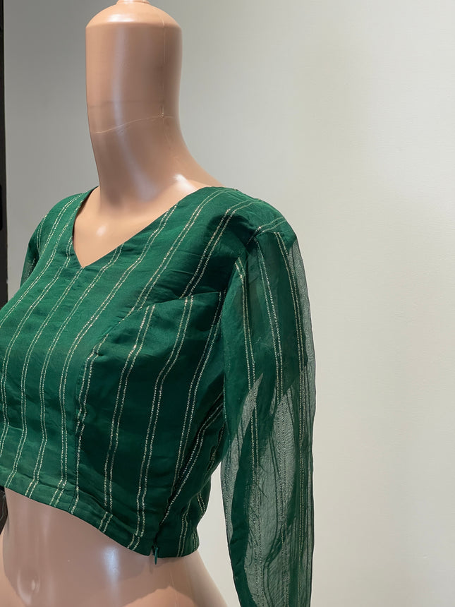 Women's V - Neck Green Blouse - M Size