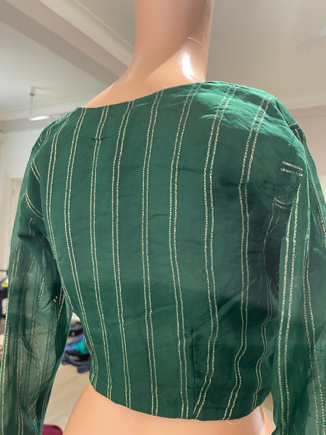 Women's V - Neck Green Blouse - M Size