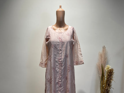 Women's Casual Pink Kurta with Dupatta - L Size