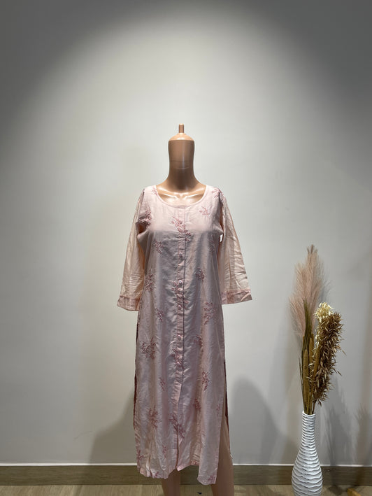 Women's Casual Pink Kurta with Dupatta - L Size