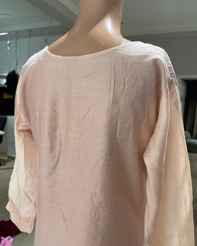 Women's Casual Pink Kurta with Dupatta - L Size