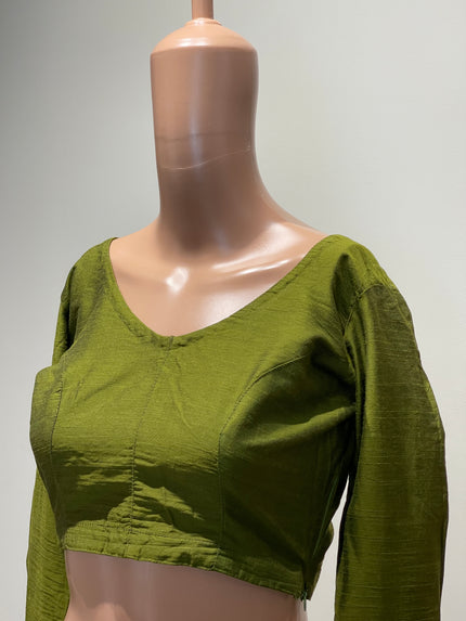 Women's  Pure Silk Cotton Green Blouse - L Size