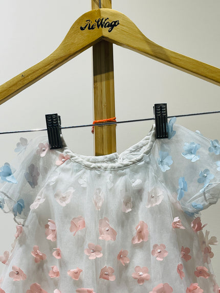 HOP BABY Kid's Girl's Flower White Dress - 6-9 Months