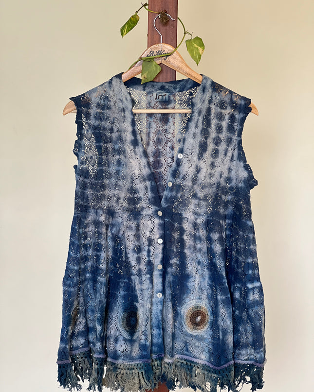JOT Women's  Sleeveless Shrug Blue Top - XL Size