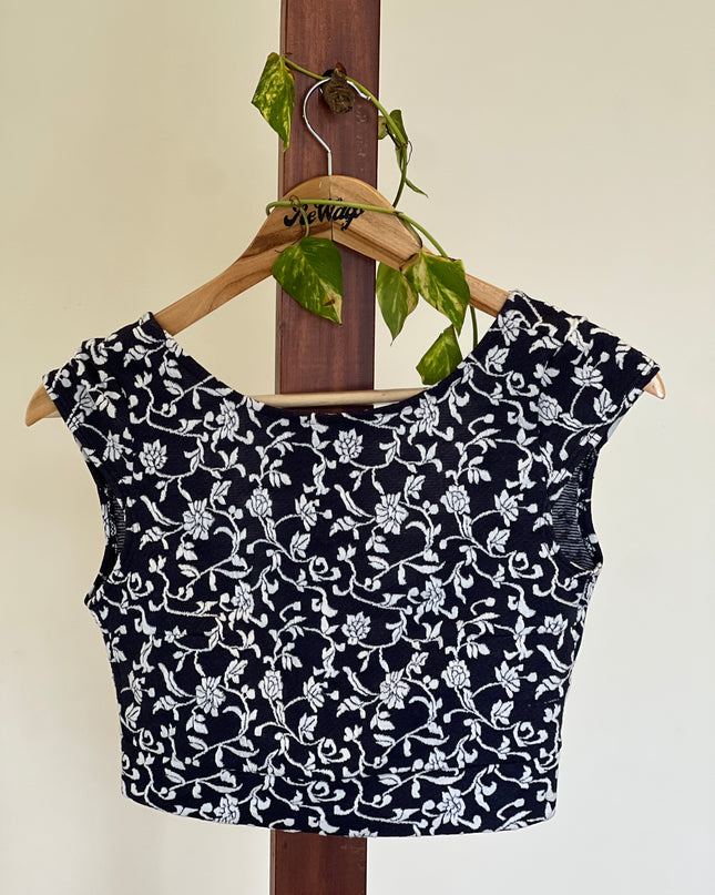 Women's Croptop/Blouse Blue Floral