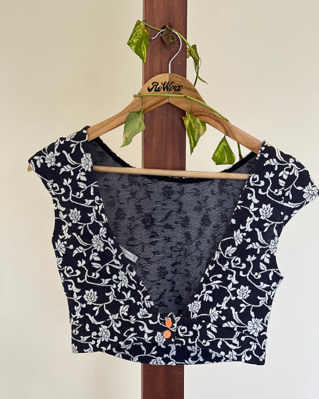 Women's Croptop/Blouse Blue Floral