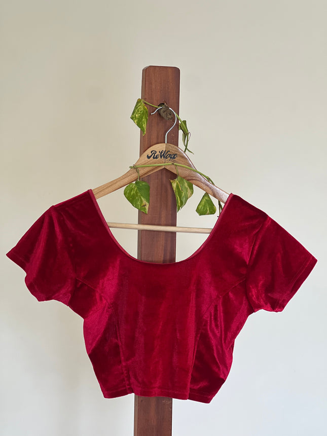 Women's Red Color Velvet Blouse