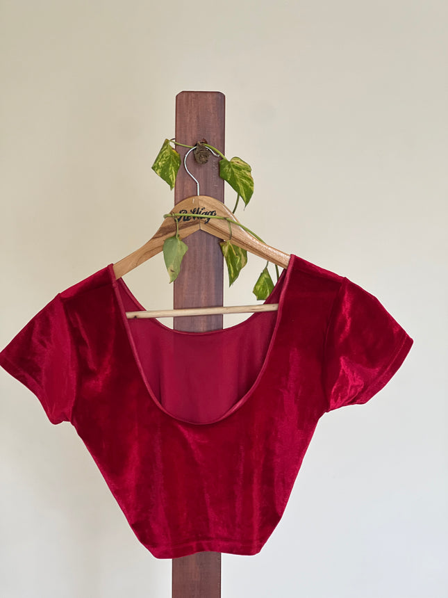 Women's Red Color Velvet Blouse