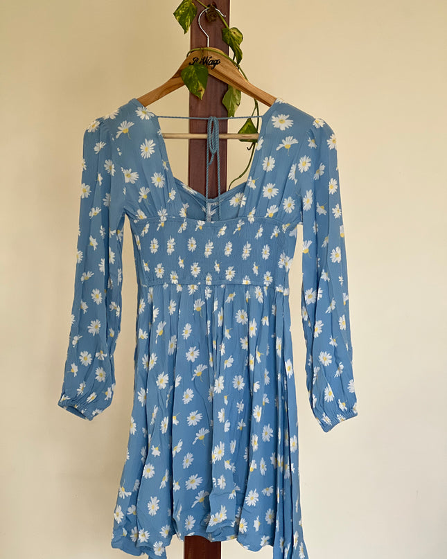 NUON Women's Floral Printed Blue Dress