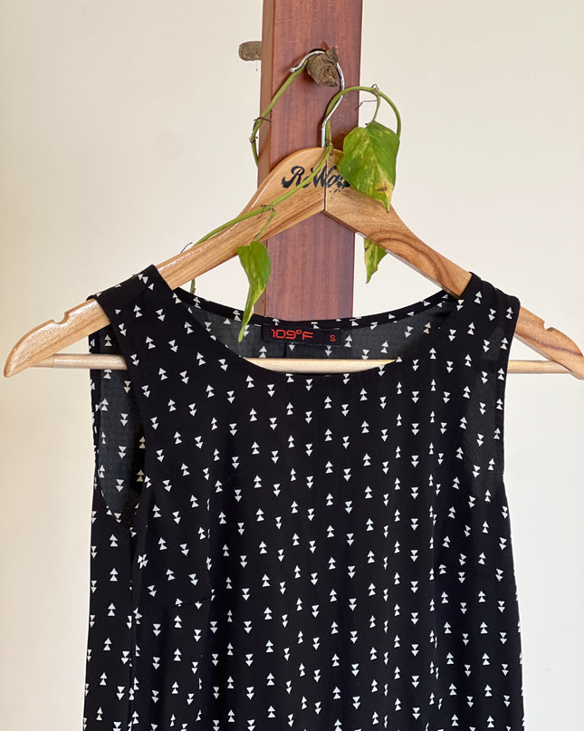 Women's B&W Printed Sleeveless Dress