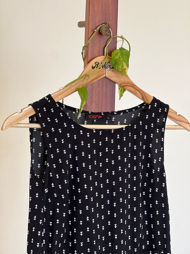 Women's B&W Printed Sleeveless Dress