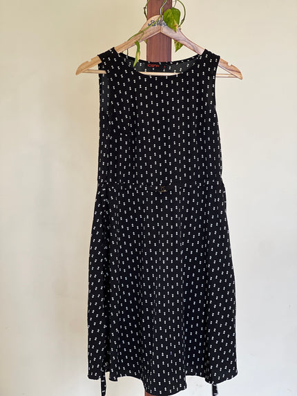Women's B&W Printed Sleeveless Dress