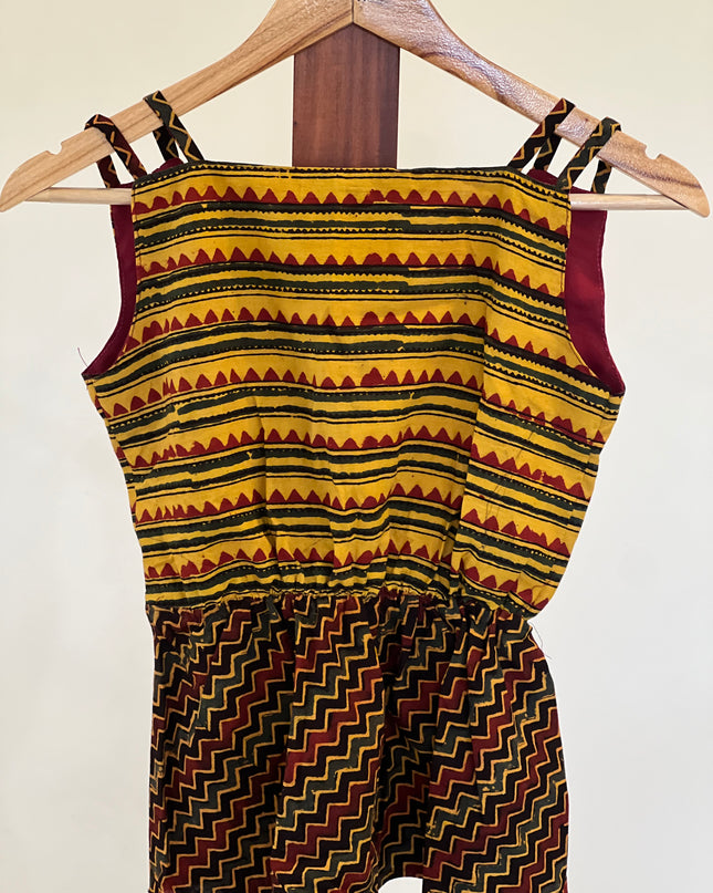 Women's Sleeveless Printed Cotton Yellow Top - S Size