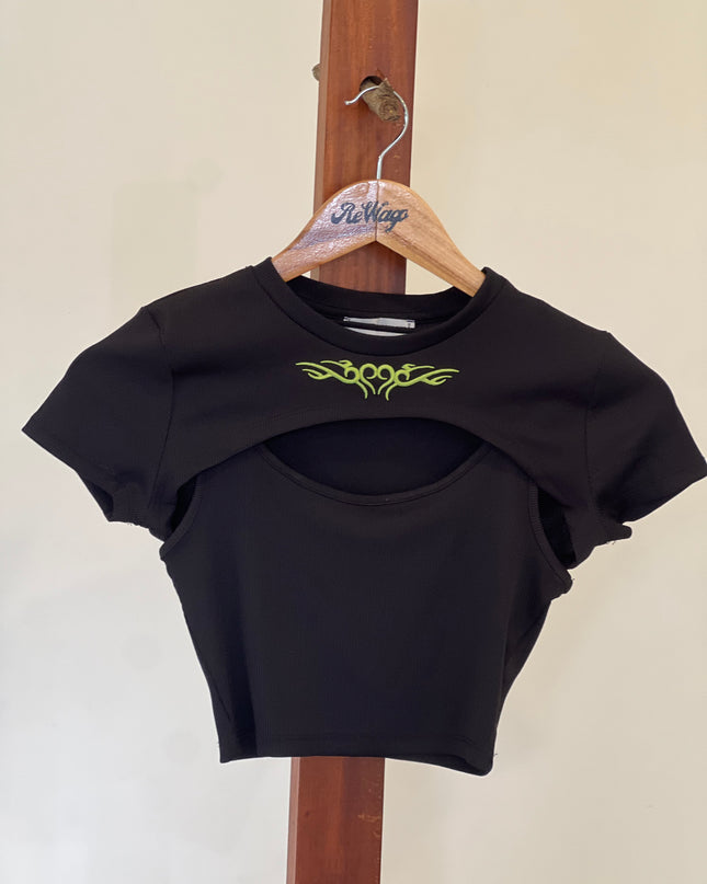 FB Sister's Women's Black Croptop - XXS Size